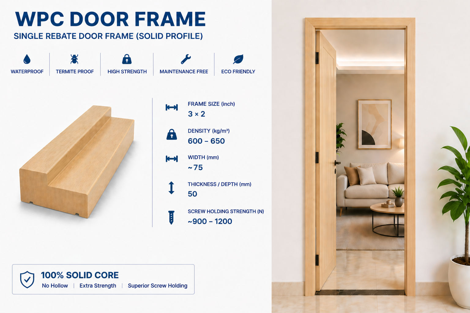 3 × 2 inch WPC Door Frame
